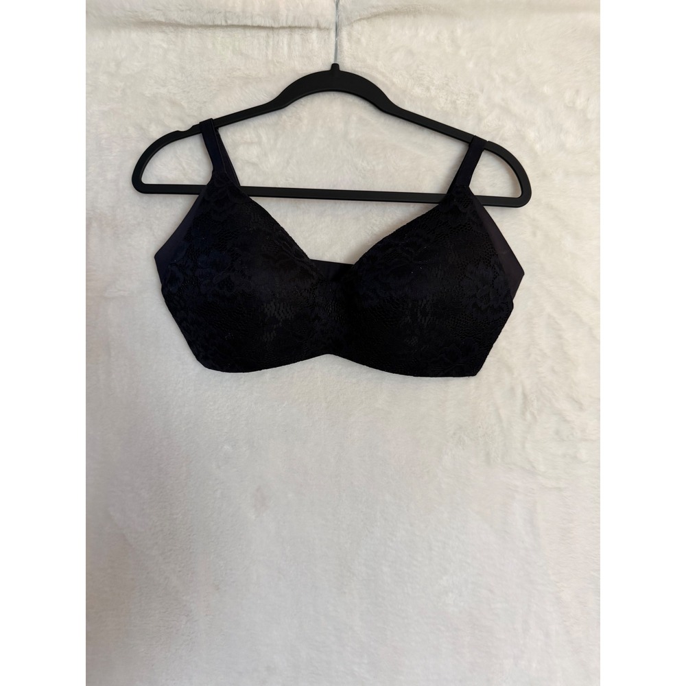 Knix WingWoman Contour Bra Black Lace Wire Free Size 7 Seamless Comfort